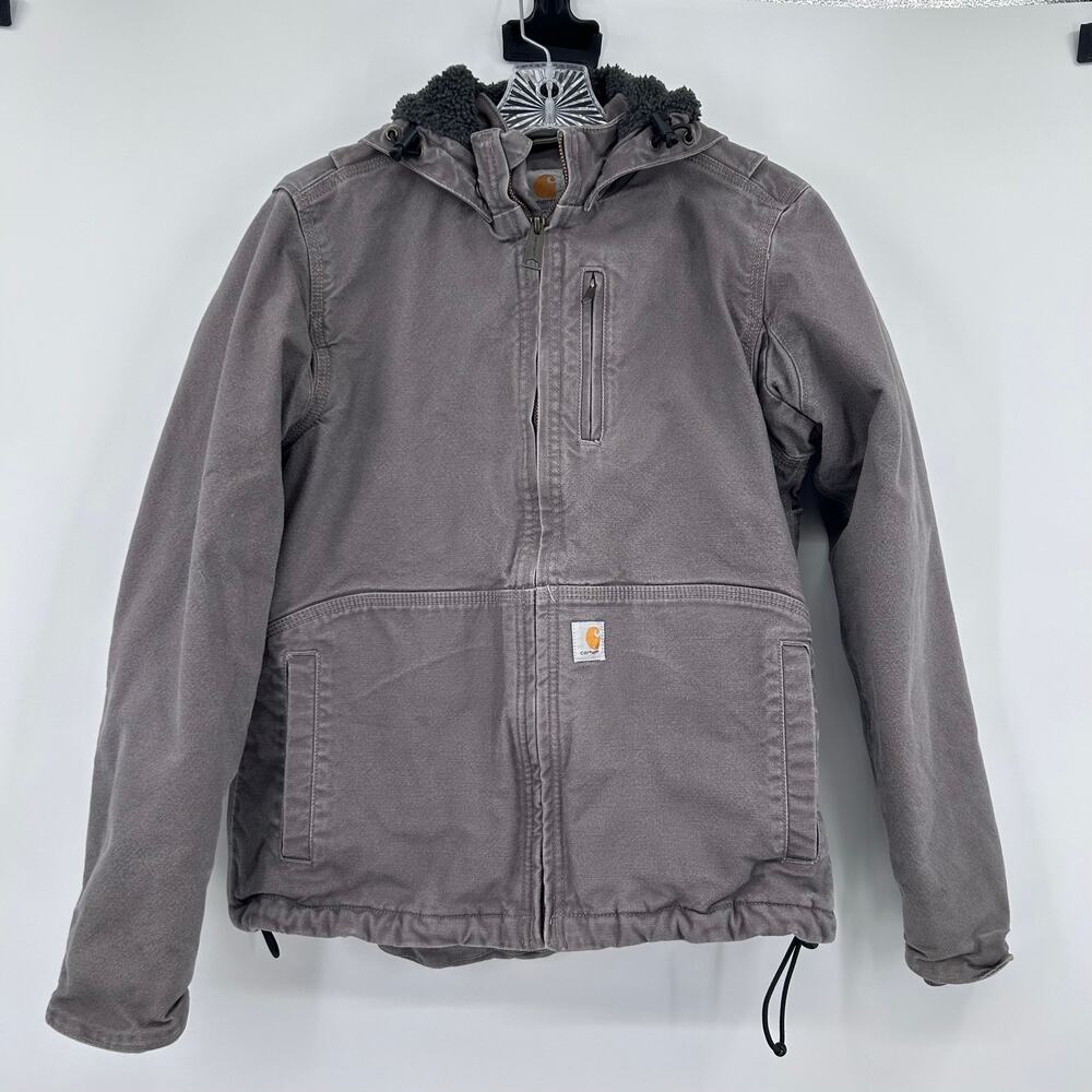 Carhartt Full Swing Caldwell Jacket Womens S Taupe Gray Sherpa Lined 102248 - Picture 3 of 12
